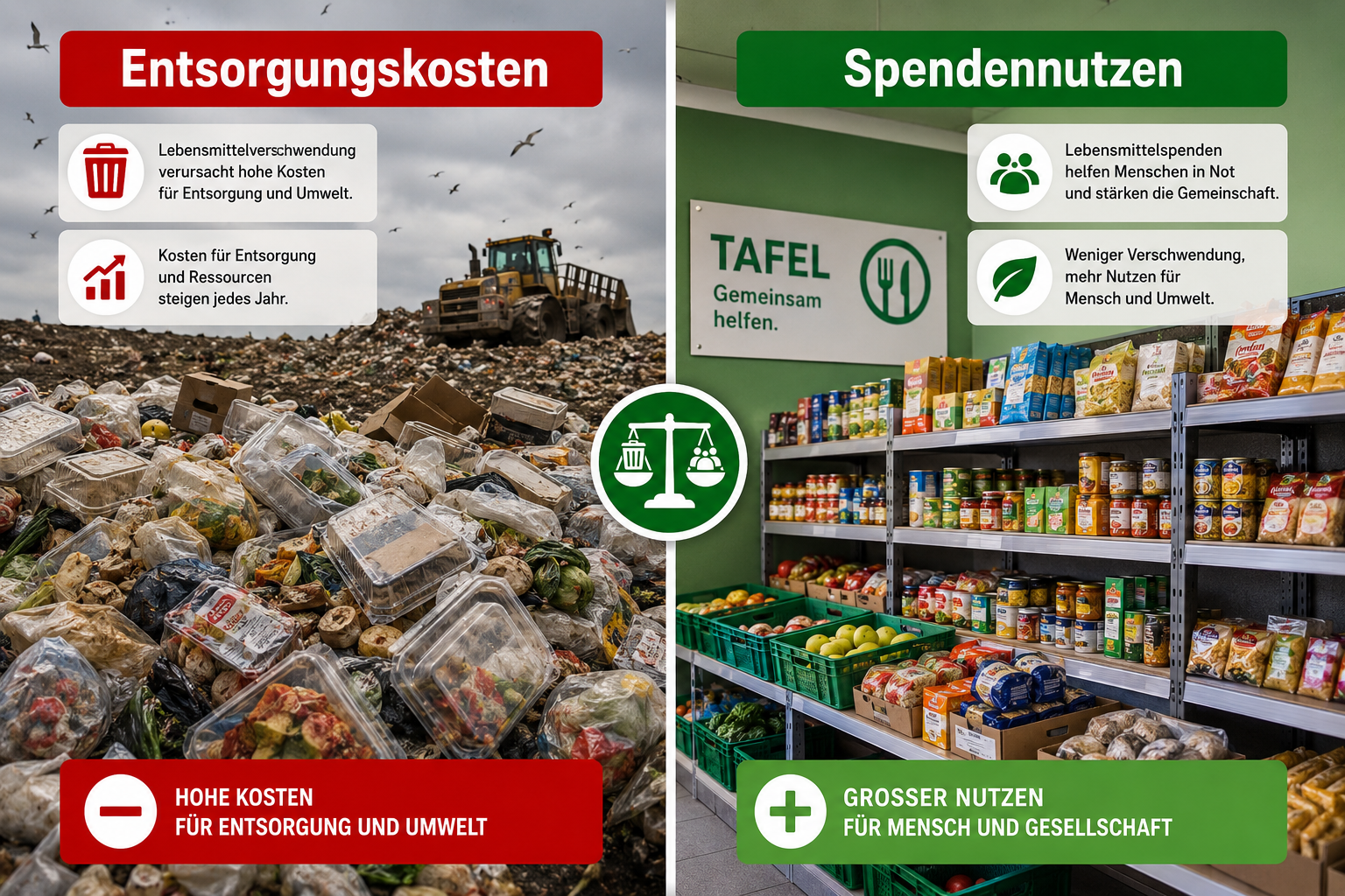 Unterschied zwischen Lebensmittelspenden und Entsorgung