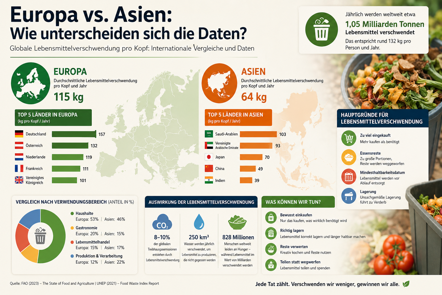Wie hat sich die Pro-Kopf-Verschwendung im letzten Jahrzehnt verändert?