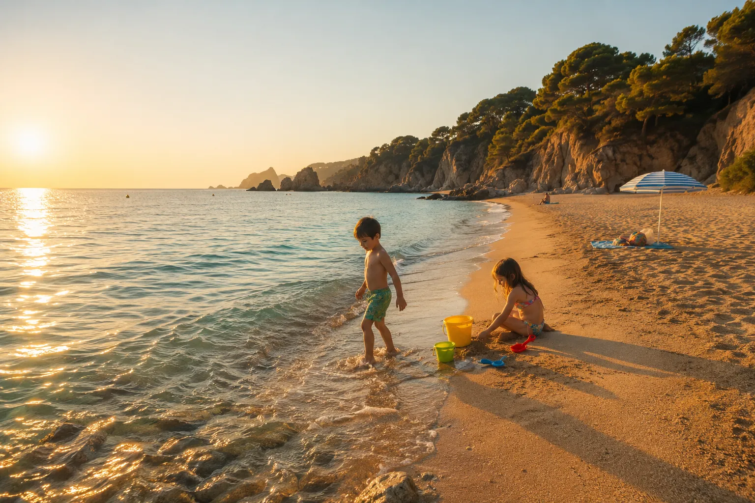 Flacher Sandstrand Spanien mit Kindern Costa Brava
