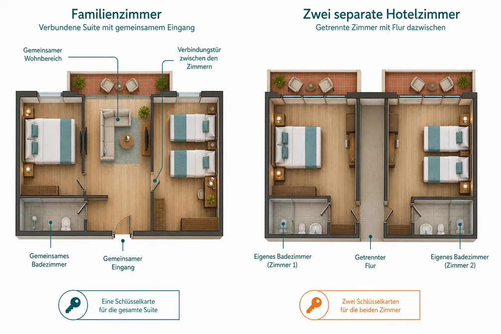 Familienzimmer vs. Verbindungszimmer: Was ist der Unterschied?