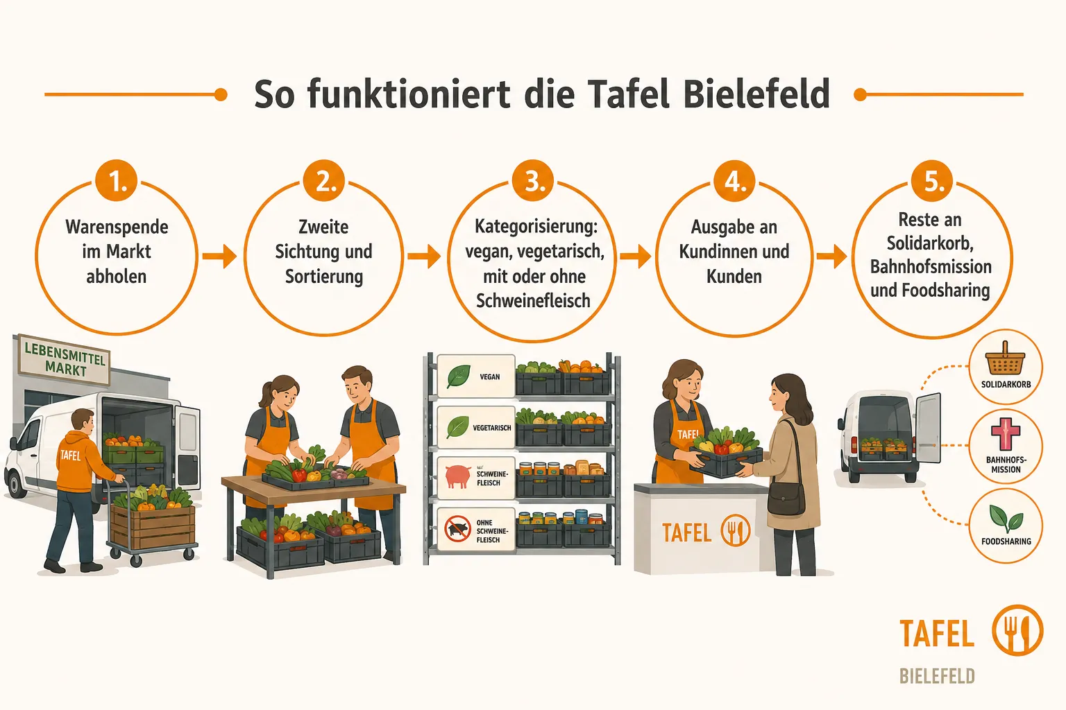 Wie bekomme ich Lebensmittel von der Tafel Bielefeld? Voraussetzungen und Kosten